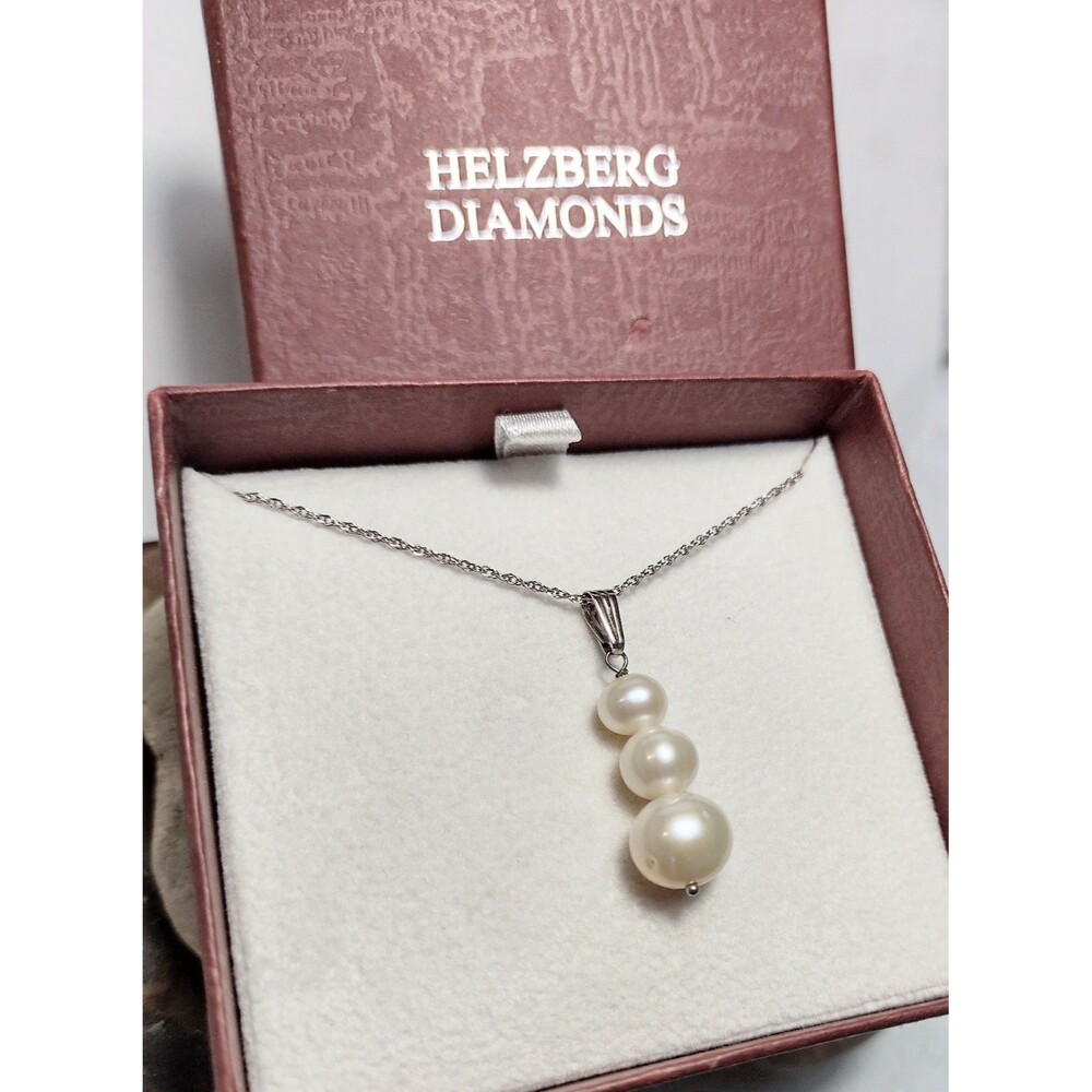 Vintage HDS Sterling Silver Pearl Pendant Necklace NEW in Box